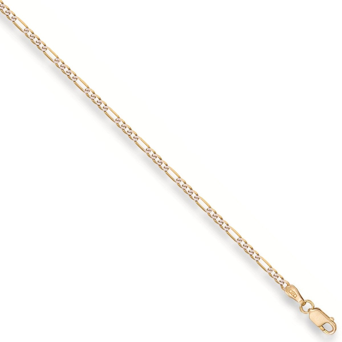 9ct Yellow Gold Rhodium - Plated Figaro Anklet – Timeless Elegance - Samuel Perry