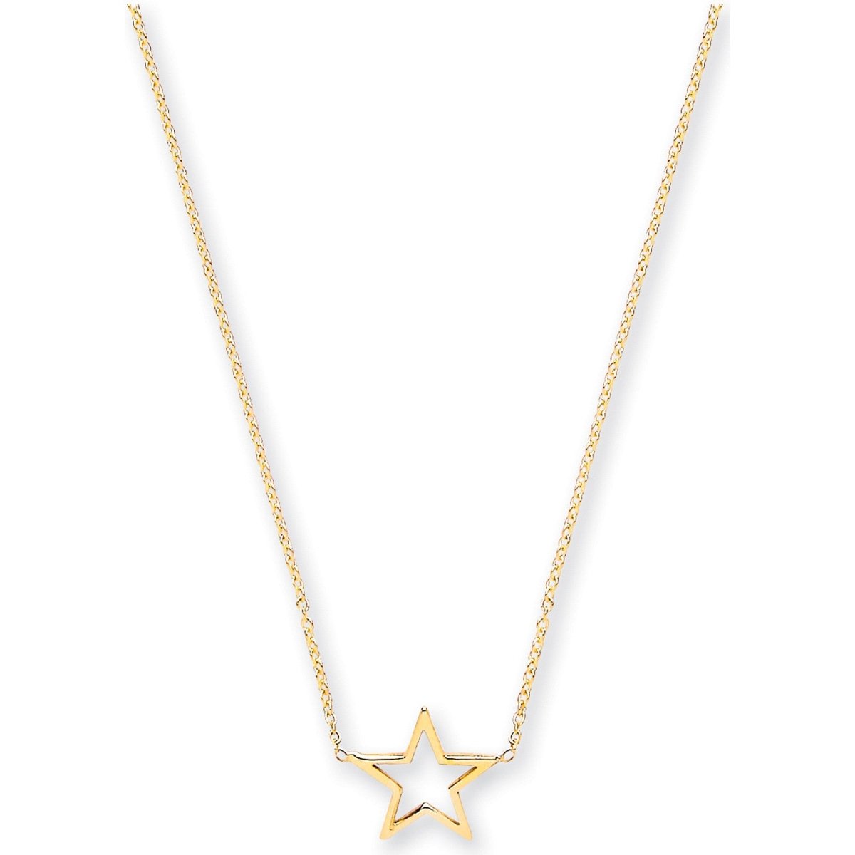 9ct Yellow Gold Rolo Chain with Star Necklace Adjustable 18" - 16" - Samuel Perry