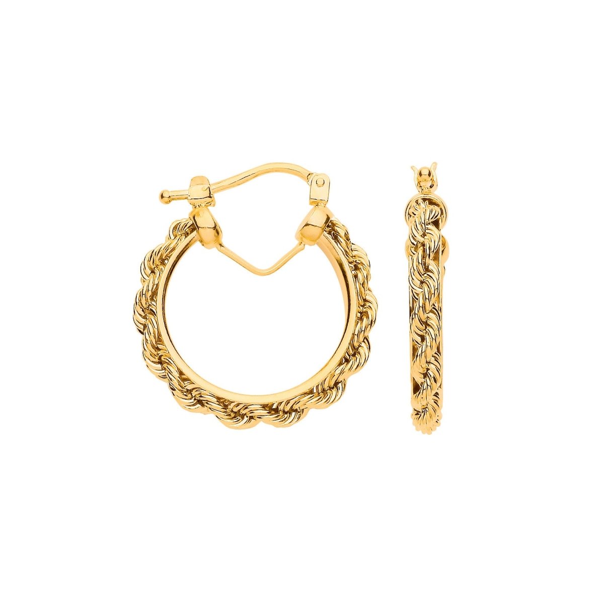 9ct Yellow Gold Rope Chain 20mm Hoop Earrings - Samuel Perry