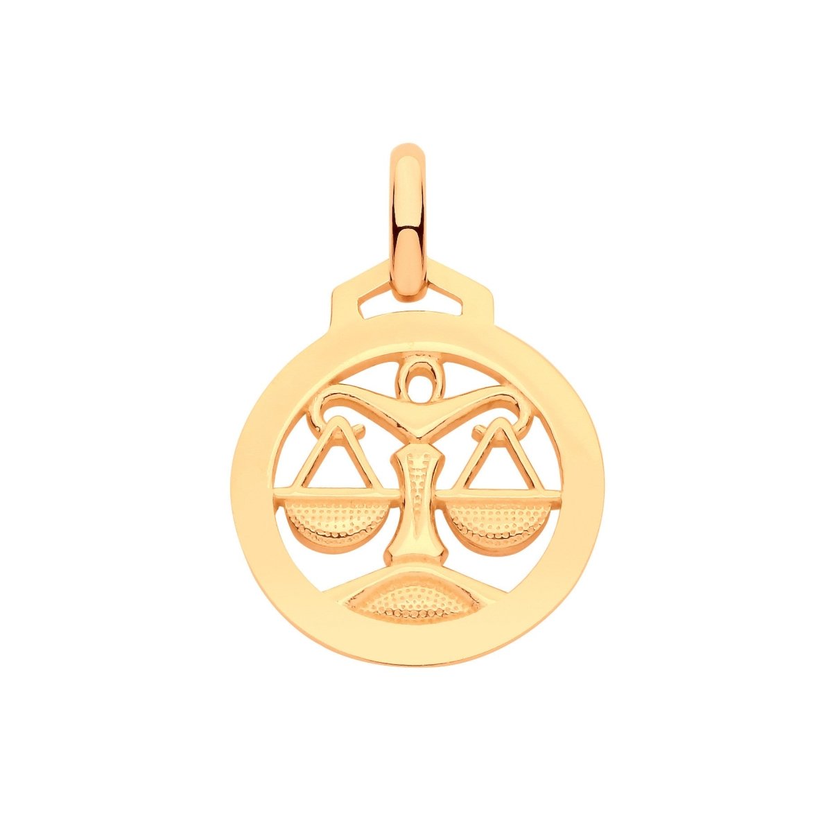 9ct Yellow Gold Round Zodiac Pendant – Libra - Samuel Perry