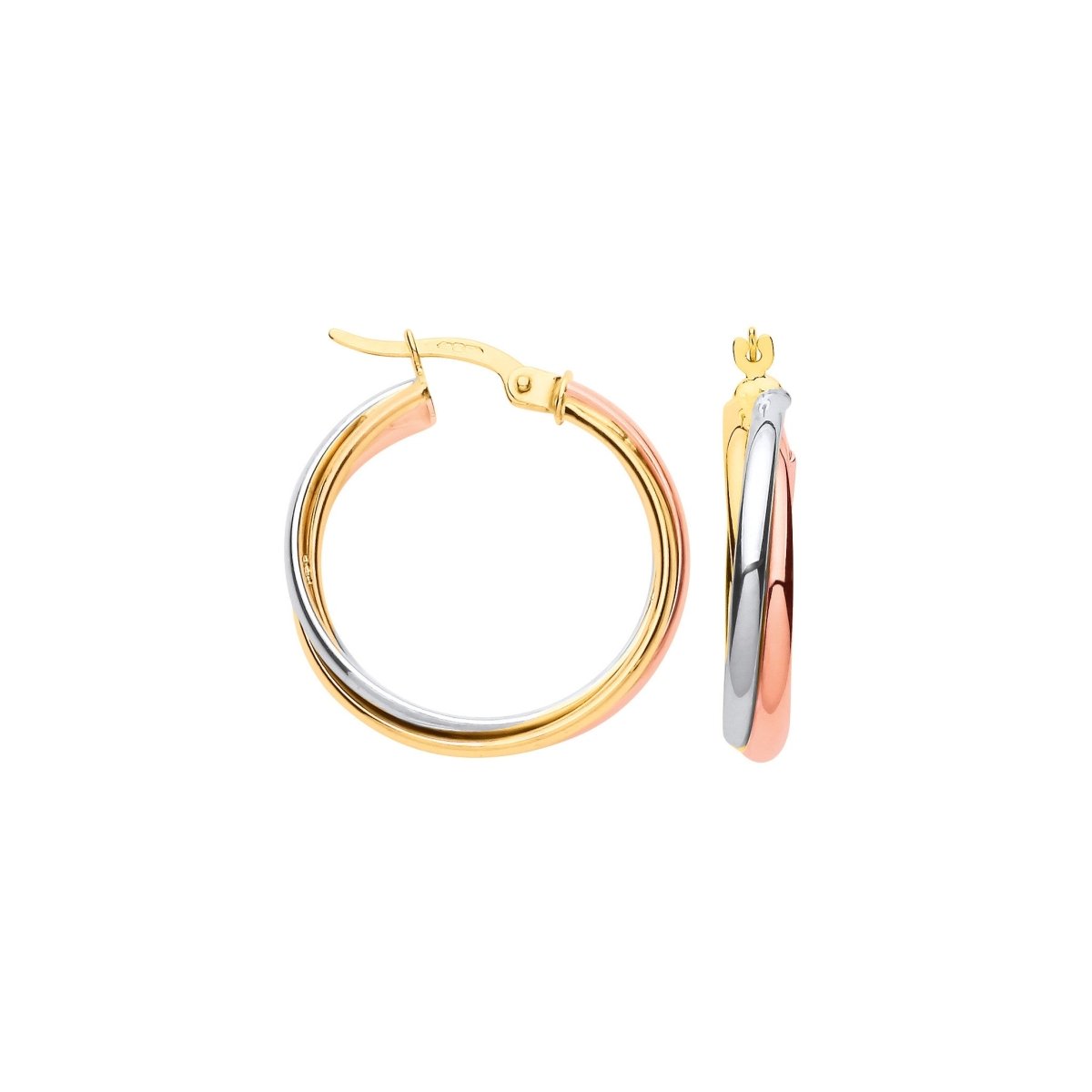 9ct Yellow Gold Russian Wedding 23mm Hoop Earrings – Elegant & Refined - Samuel Perry