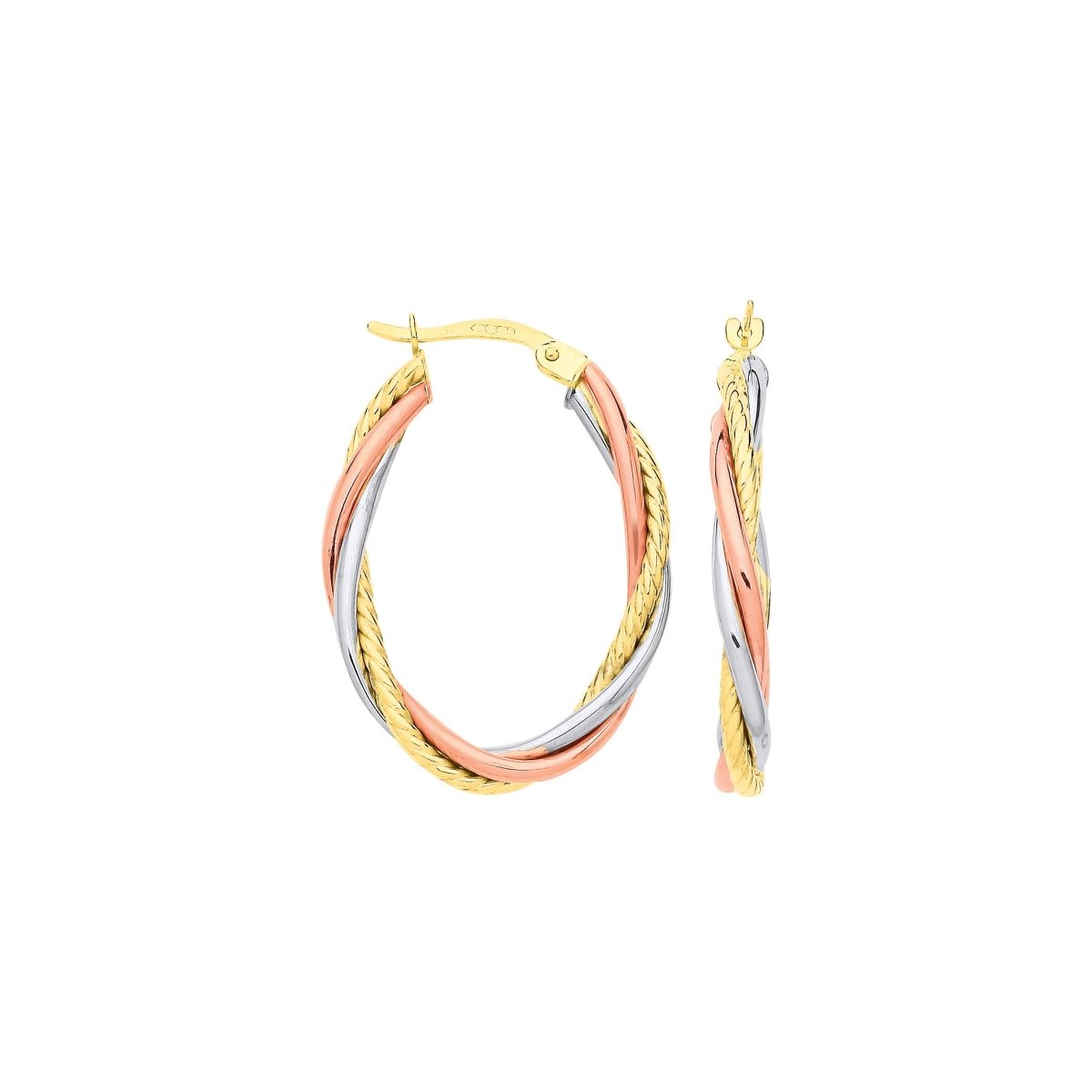 9ct Yellow Gold Russian Wedding Oval Hoop Earrings – Elegant & Timeless - Samuel Perry
