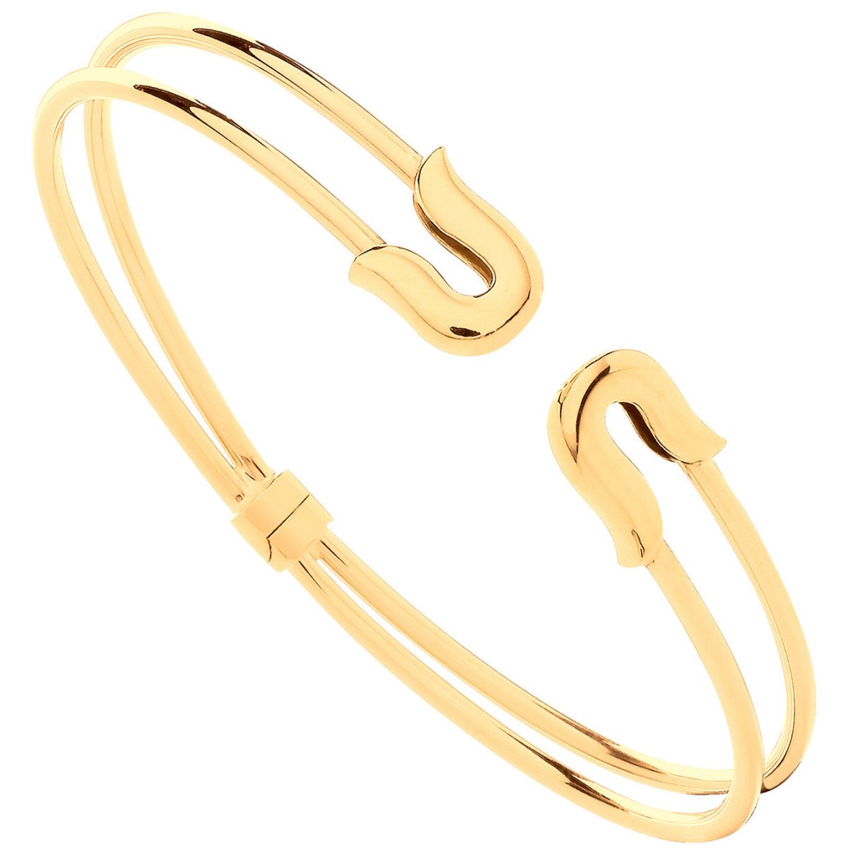 9ct Yellow Gold Safety Pin Style Ladies Bangle - Samuel Perry
