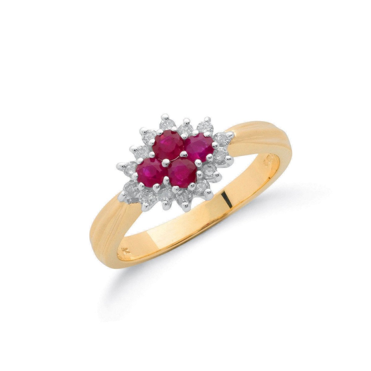 9ct Yellow Gold Sapphire & Diamond Cluster Ring - Samuel Perry