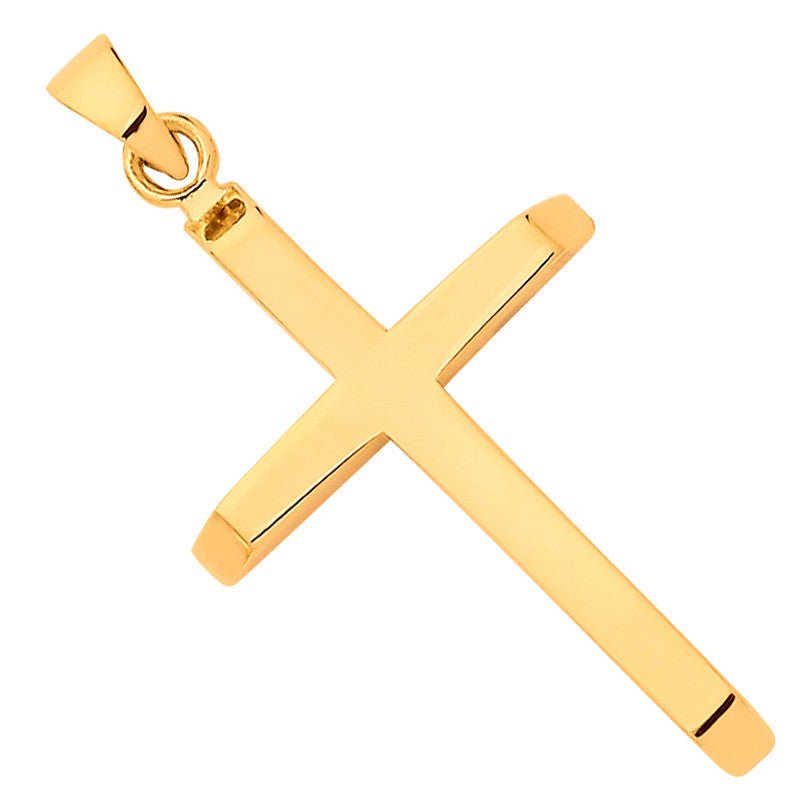 9ct Yellow Gold Small Plain Cross Pendant – Timeless Elegance - Samuel Perry