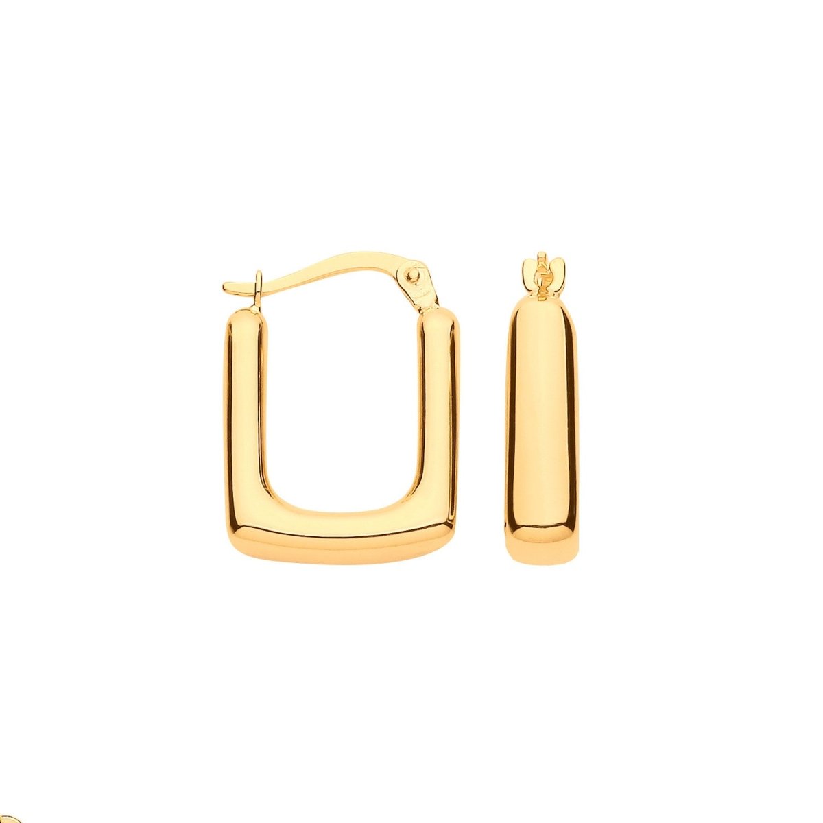 9ct Yellow Gold Square Hoop Earrings - Samuel Perry