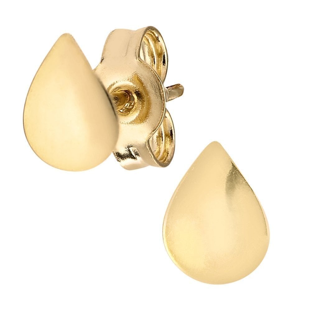 9ct Yellow Gold Teardrop Stud Earrings - Samuel Perry