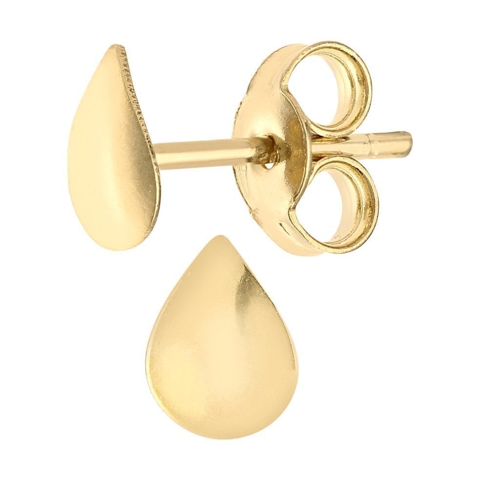 9ct Yellow Gold Teardrop Stud Earrings - Samuel Perry