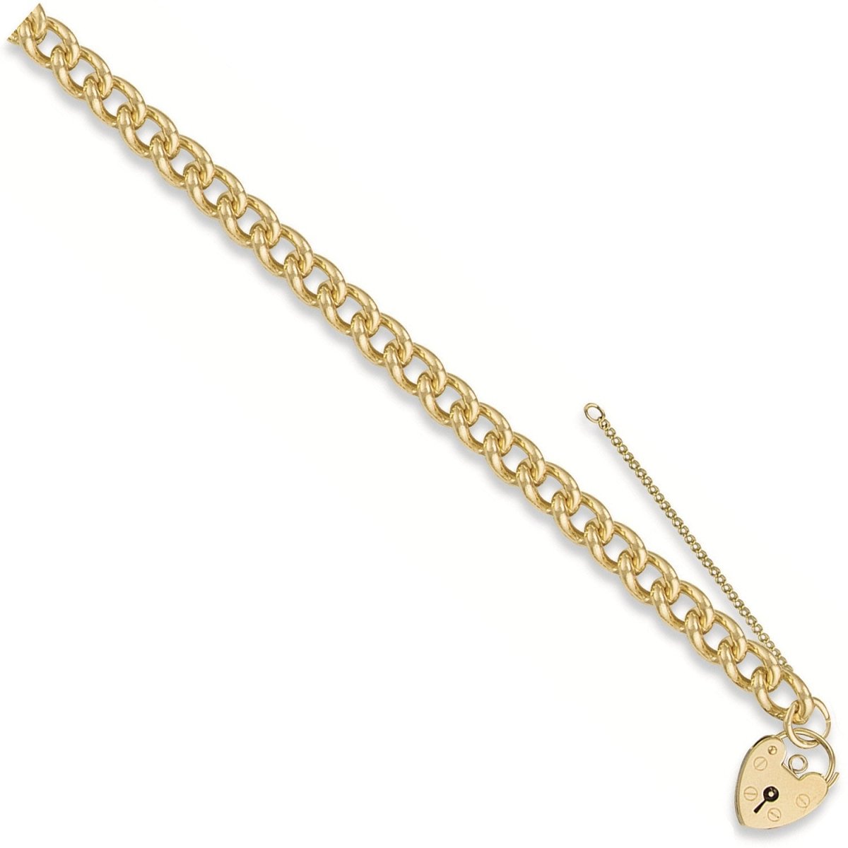 9ct Yellow Gold Tight Link Curb Padlock Bracelet - Elegant - Samuel Perry