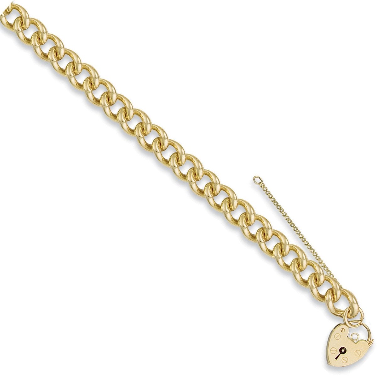 9ct Yellow Gold Tight Link Curb Padlock Bracelet - Luxurious - Samuel Perry