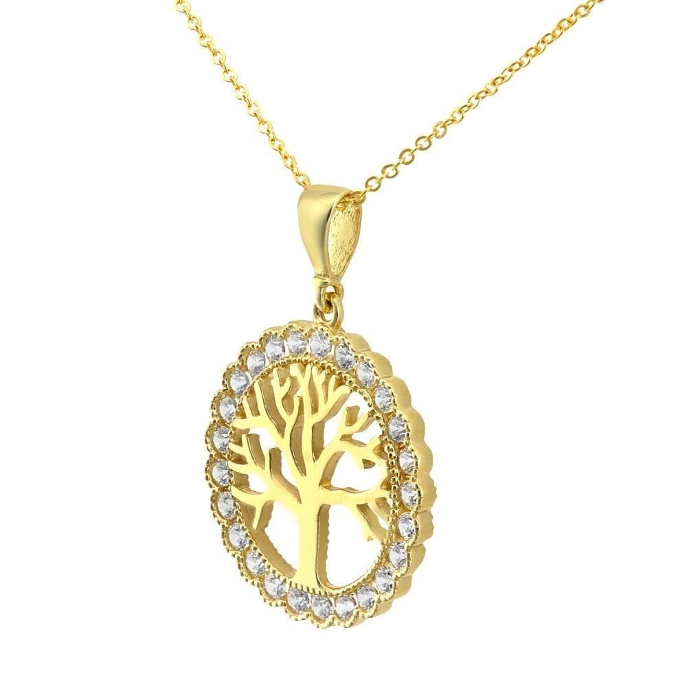 9ct Yellow Gold Tree Of Life Pendant Necklace - Samuel Perry