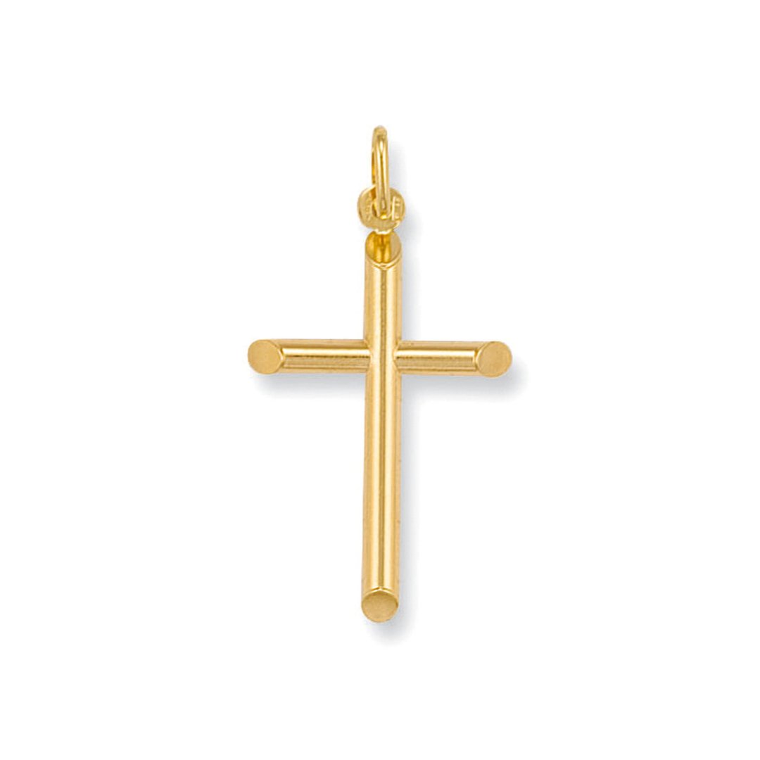 9ct Yellow Gold Tube Cross Necklace - Samuel Perry