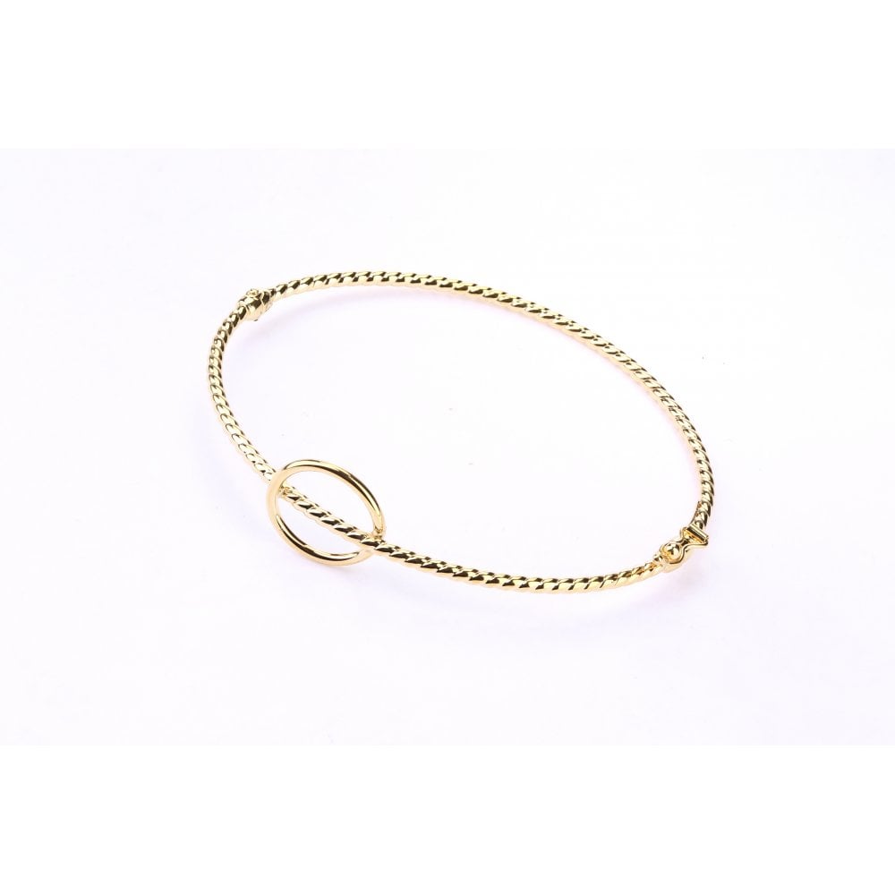 9ct Yellow Gold Twist Circle Bangle - Samuel Perry