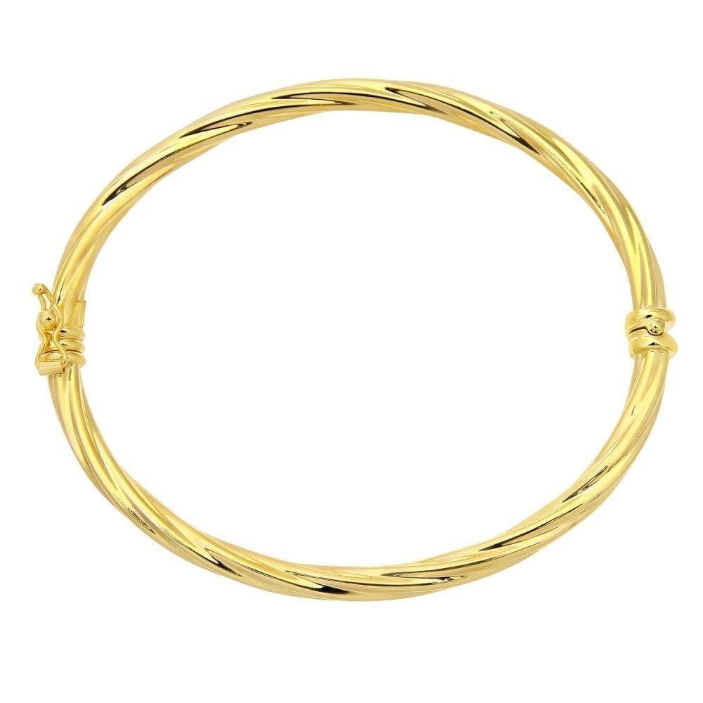 9ct Yellow Gold Twist Hinged Bangle - Samuel Perry