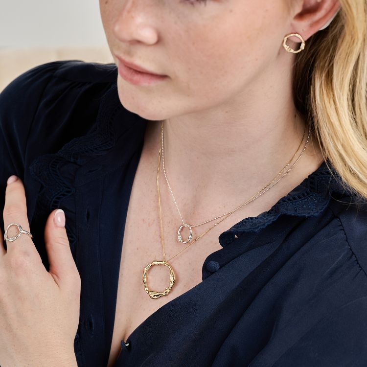 9ct Yellow Molten Gold Halo Earrings - Samuel Perry