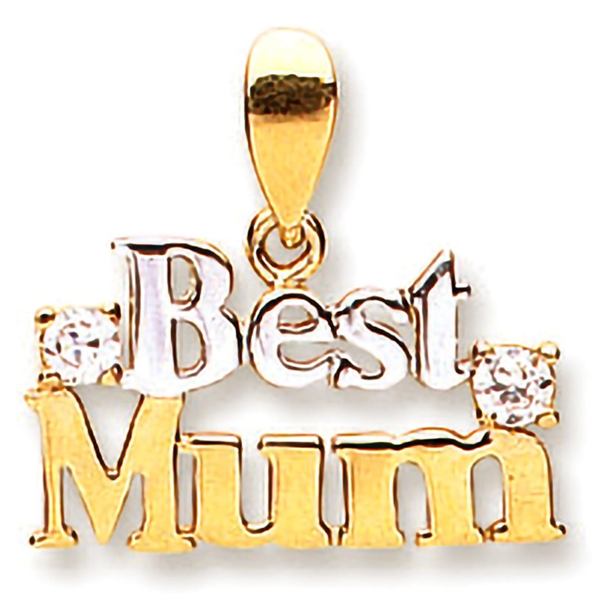 9ct Yellow & White Gold Best Mum Pendant – Elegant & Meaningful - Samuel Perry