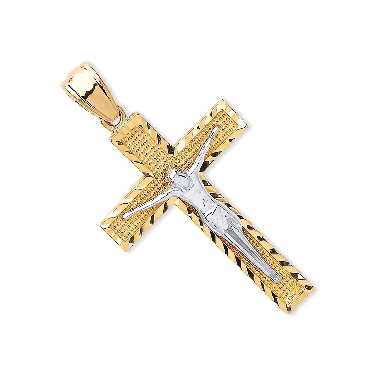 9ct Yellow & White Gold Crucifix – Classic & Reverent - Samuel Perry