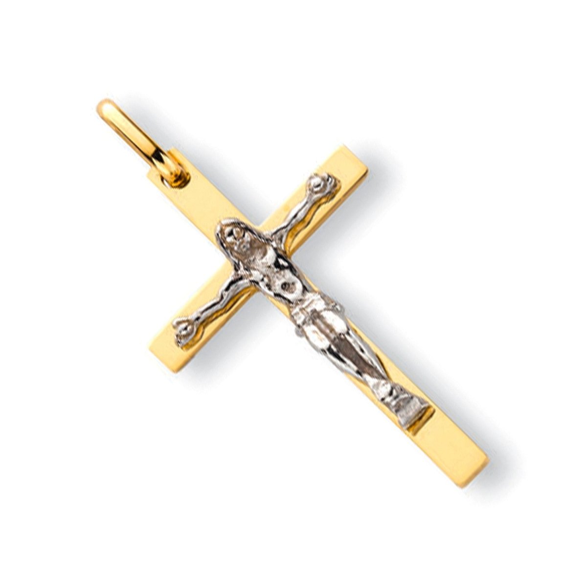 9ct Yellow & White Gold Crucifix Pendant – A Symbol of Faith - Samuel Perry