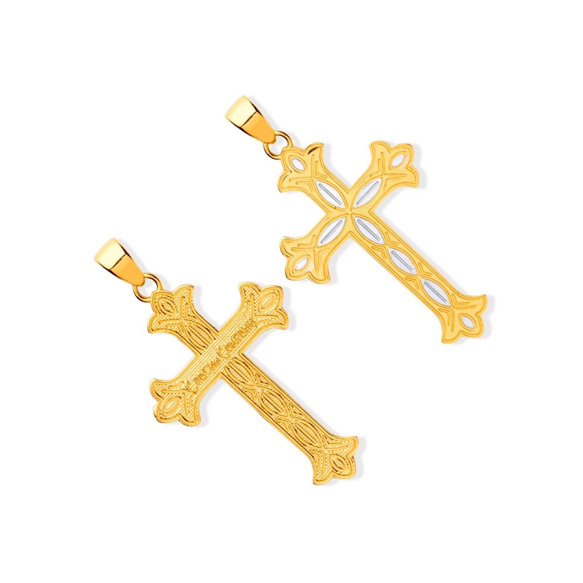 9ct Yellow & White Gold Russian Orthodox Cross – Elegant & Sacred - Samuel Perry