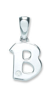 9ct White Gold Diamond "B" Initial Pendant – Elegant & Personal