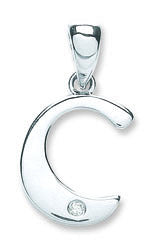 9ct White Gold Diamond "C" Initial Pendant – Elegant & Personal
