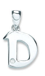 9ct White Gold Diamond "D" Initial Pendant – Elegant & Timeless