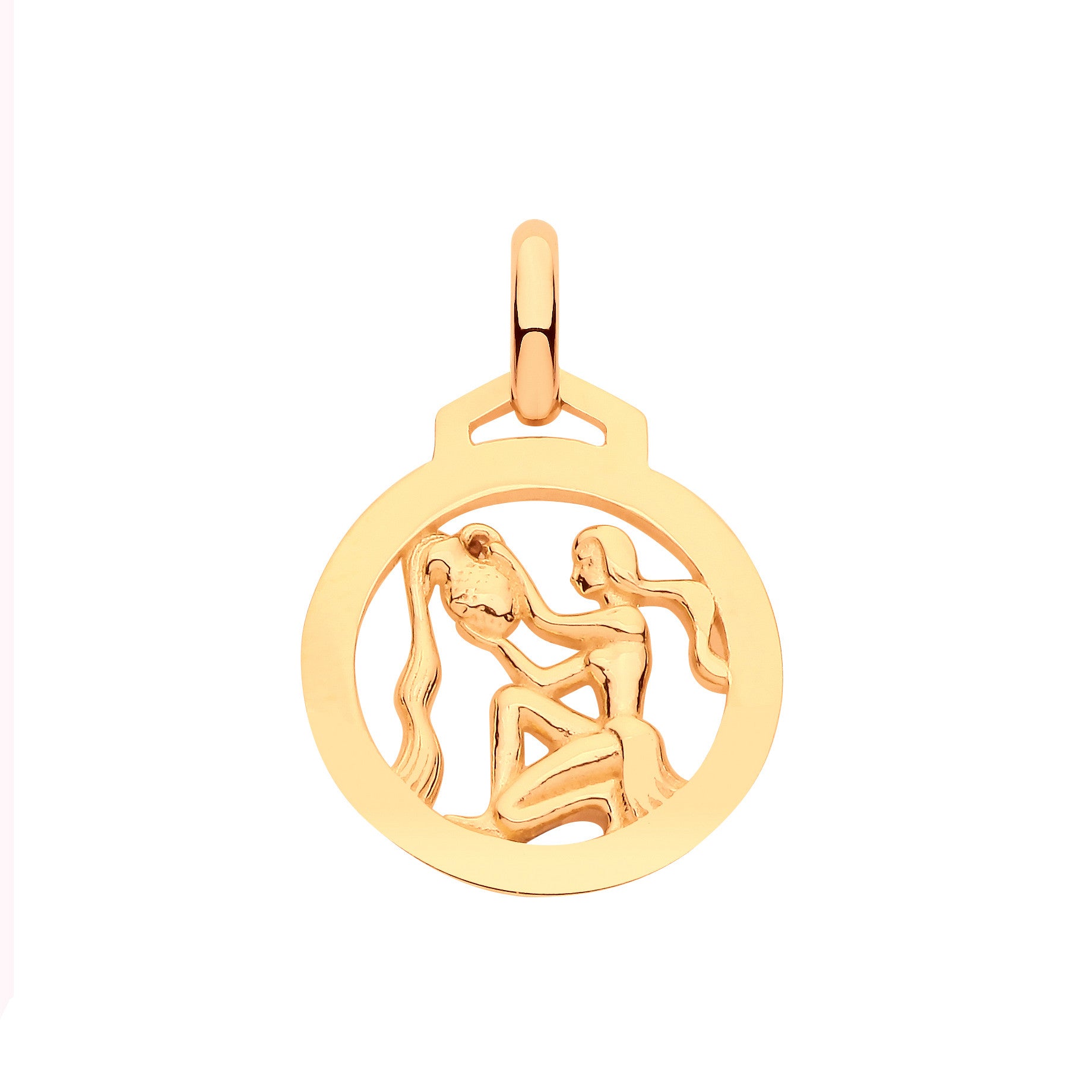 9ct Yellow Gold Aquarius Zodiac Pendant – Astrology Necklace