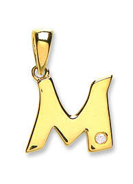 9ct Yellow Gold Diamond "M" Initial Pendant – Stylish & Meaningful