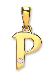 9ct Yellow Gold Diamond "P" Initial Pendant – Classic & Meaningful