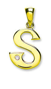 9ct Yellow Gold Diamond "S" Initial Pendant – Elegant & Meaningful