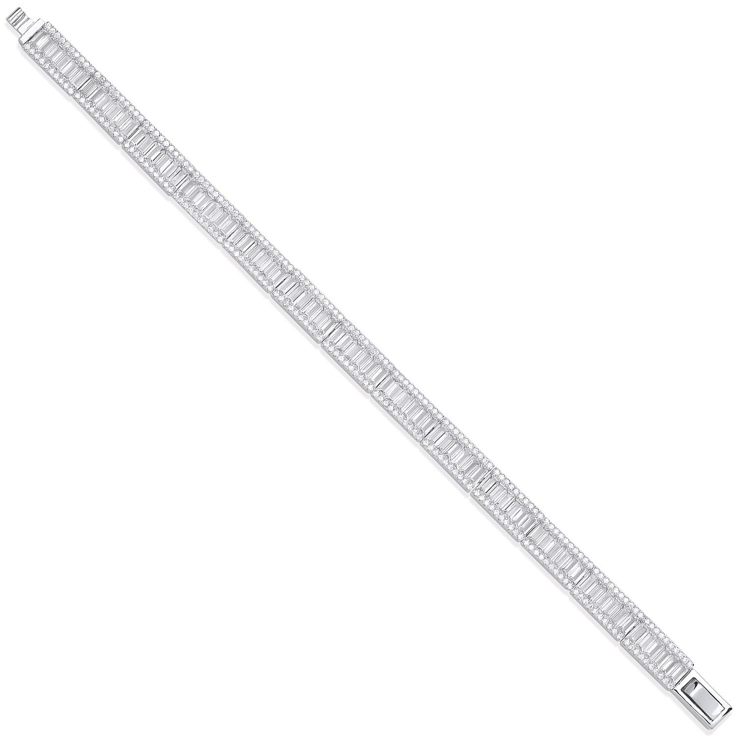 Silver Baguette & Round CZ Bracelet – Elegant & Sparkling Design - Samuel Perry