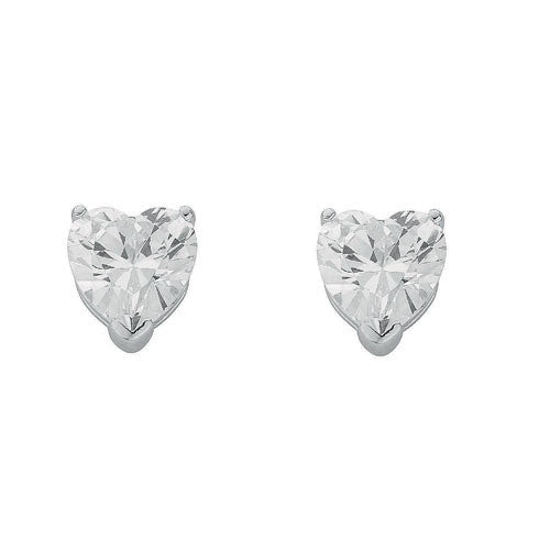 Silver Heart Cut CZ Stud Earrings – Romantic & Elegant Jewellery - Samuel Perry