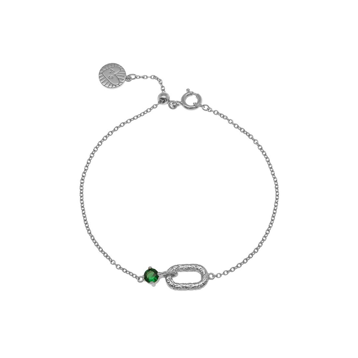 Alma Vintage Oval Bracelet Emerald CZ and Silver - Samuel Perry