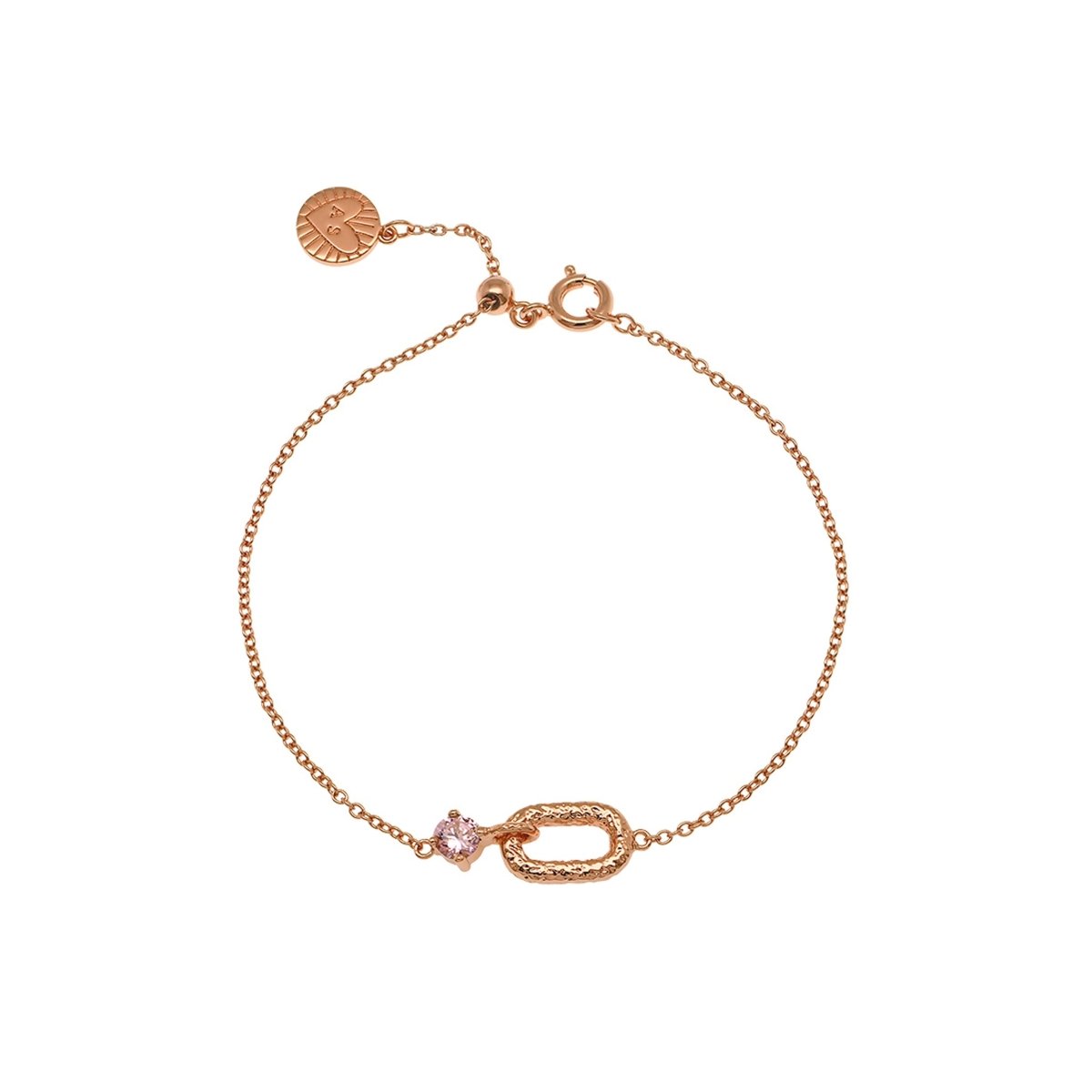 Alma Vintage Oval Bracelet Rose Pink CZ and Rose Gold - Samuel Perry