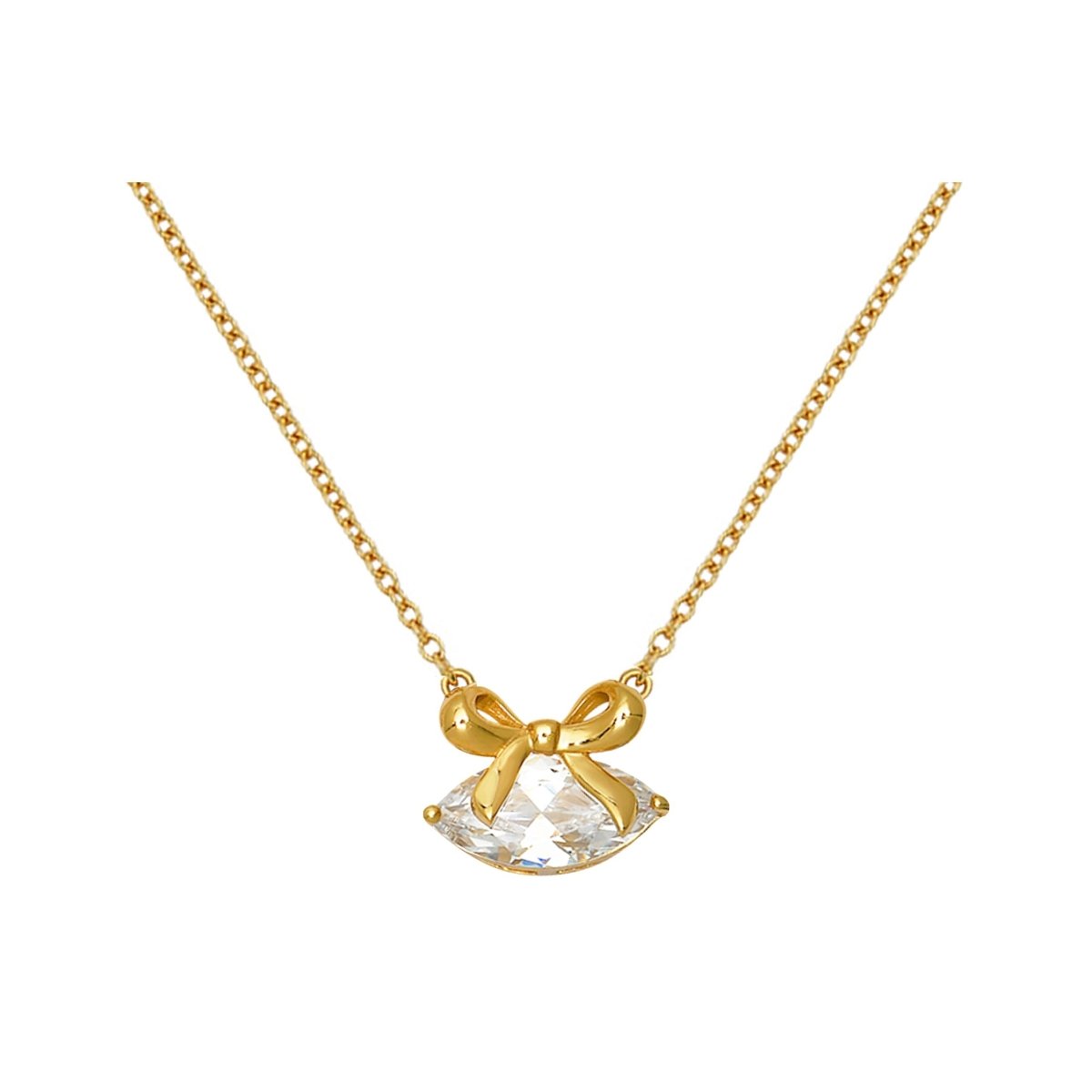 Amelia Bow Necklace Clear CZ and Gold - Samuel Perry