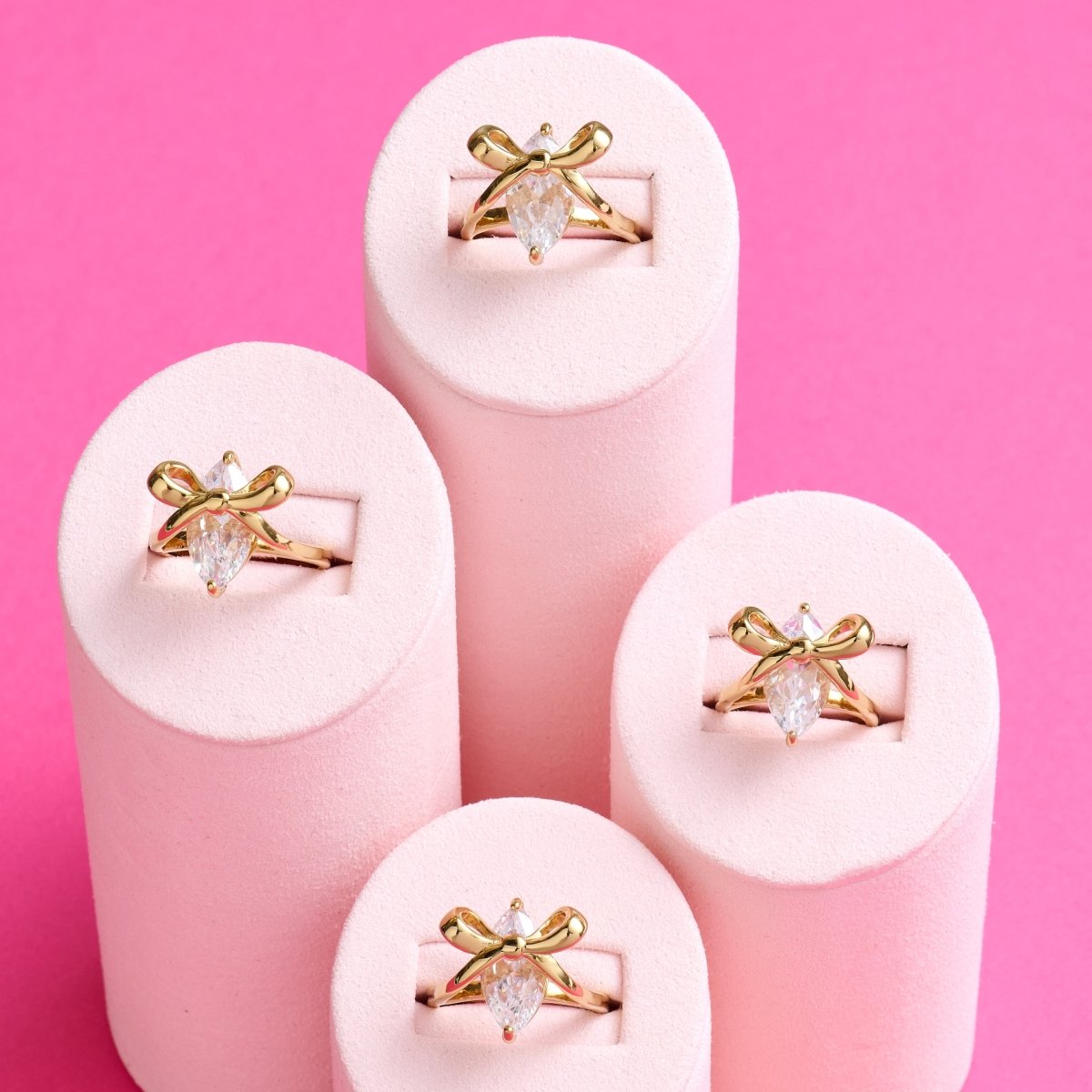Amelia Bow Ring Clear CZ and Gold - Samuel Perry