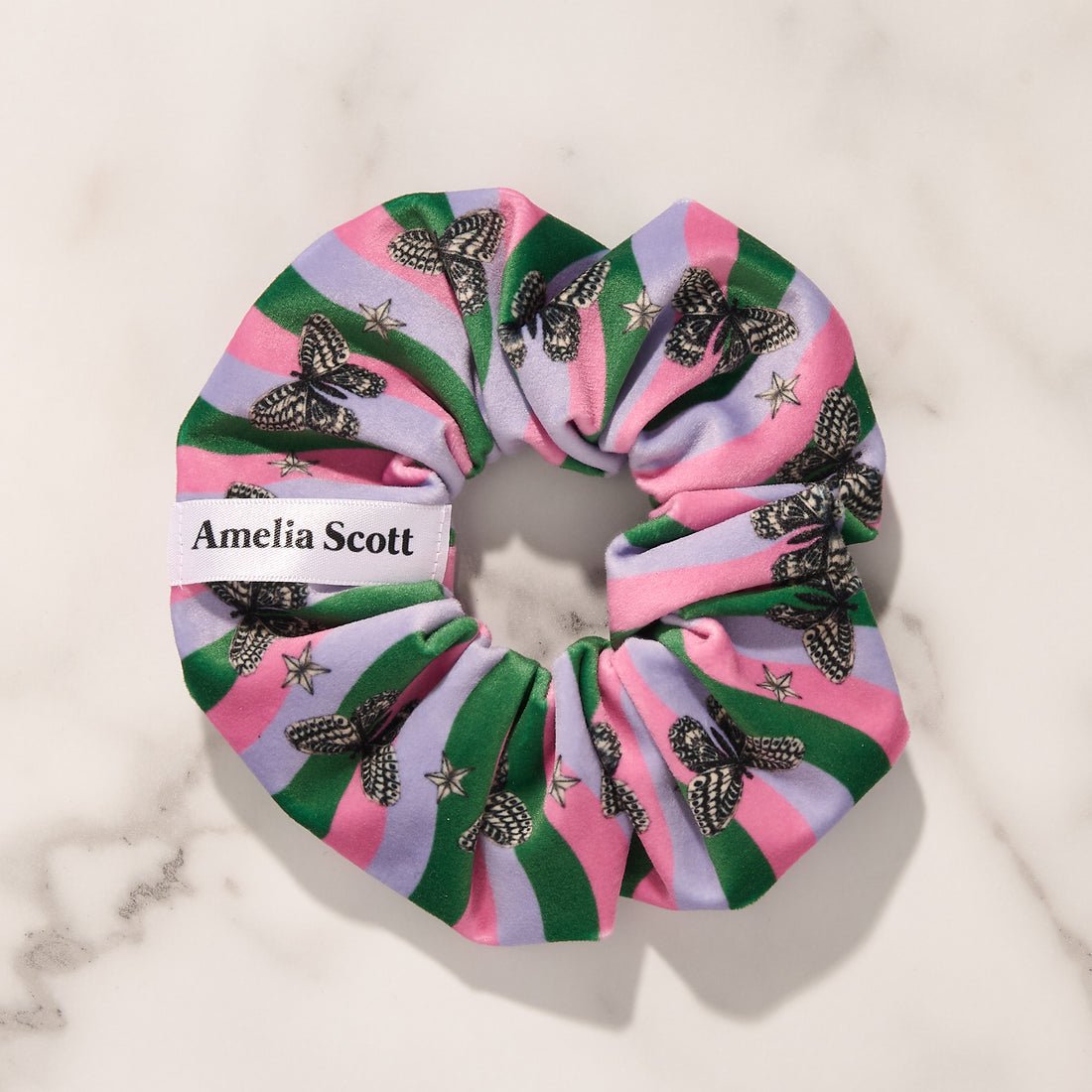 Bella Scrunchie Star and Butterfly Stripe Velvet - Samuel Perry
