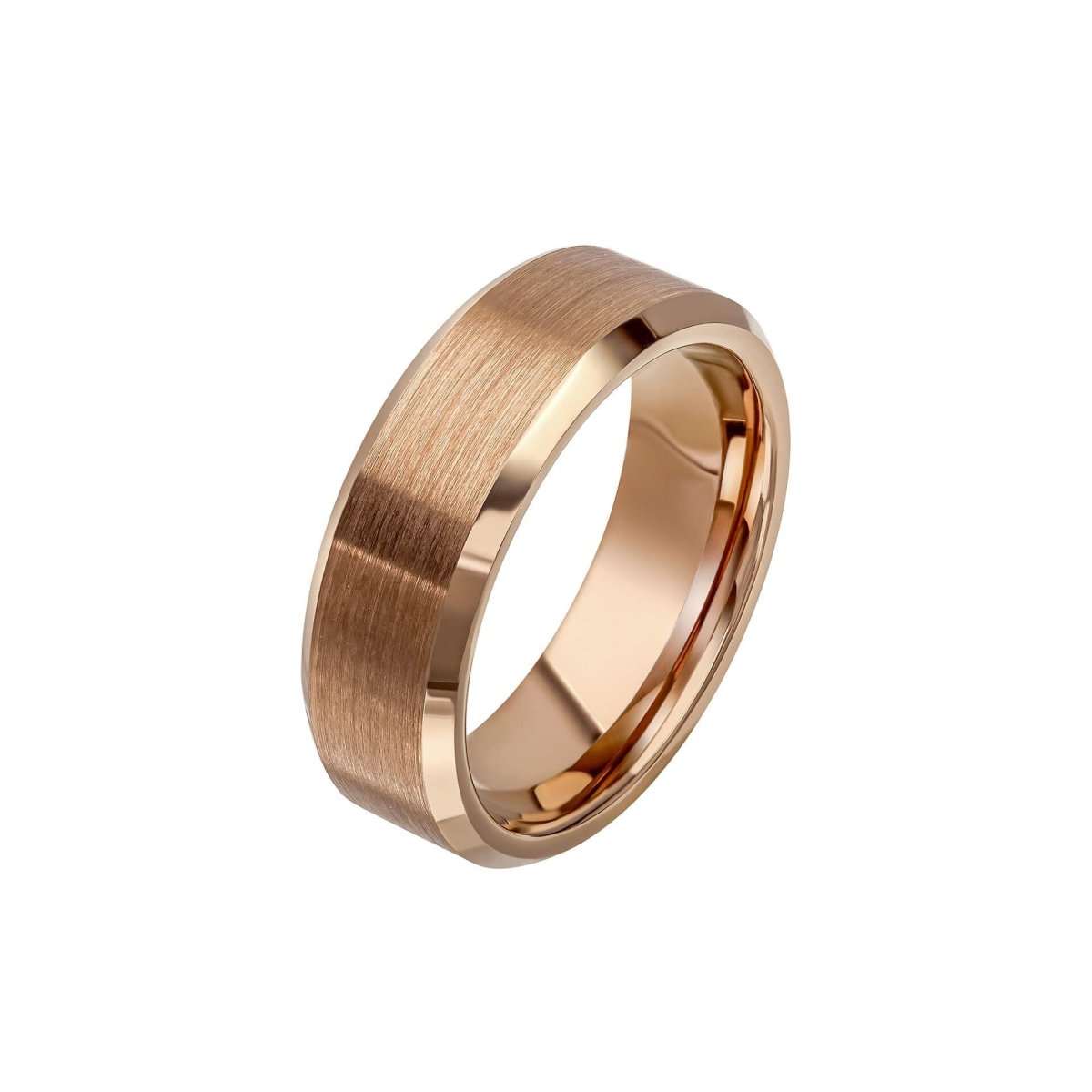 Brushed and Polished Coffee Plated Tungsten Ring - Samuel Perry