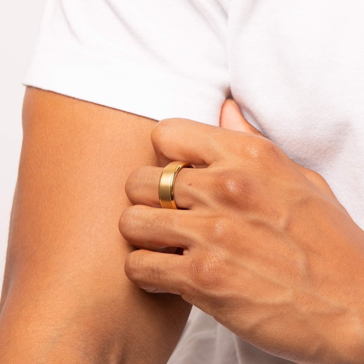 Brushed Gold Plated Tungsten Ring - Samuel Perry