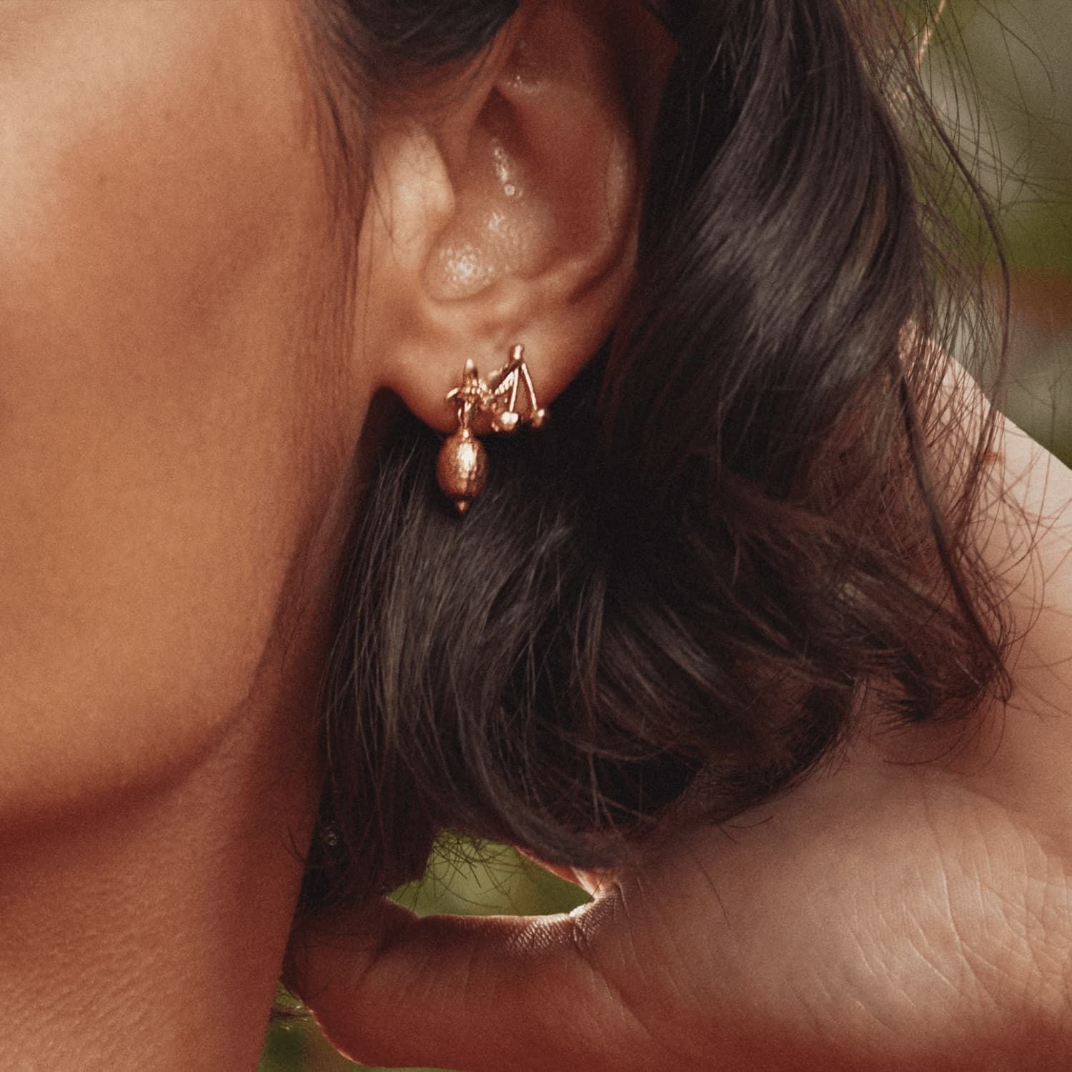 Cherry Single Stud Earring Gold Plated - Samuel Perry