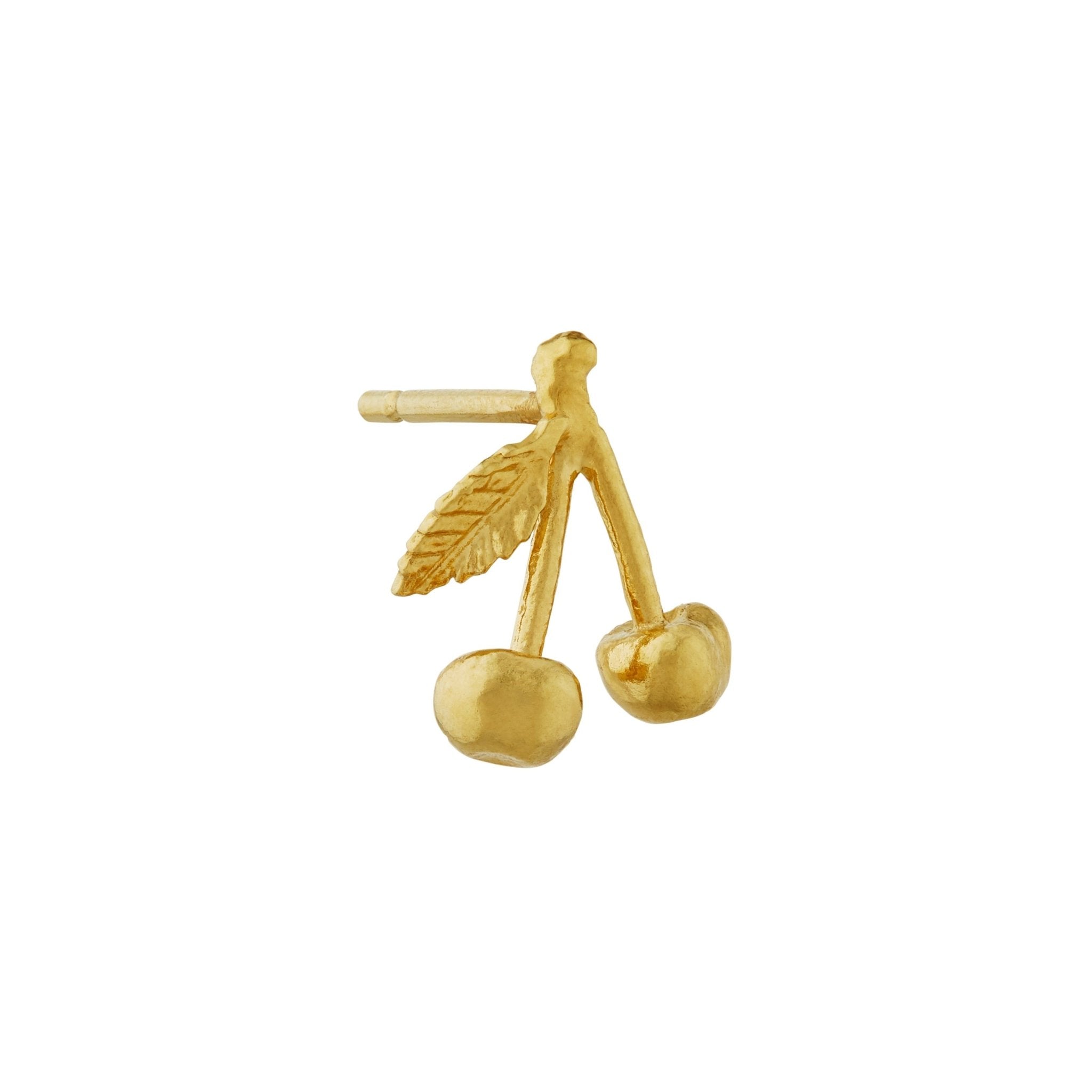 Cherry Single Stud Earring Gold Plated - Samuel Perry