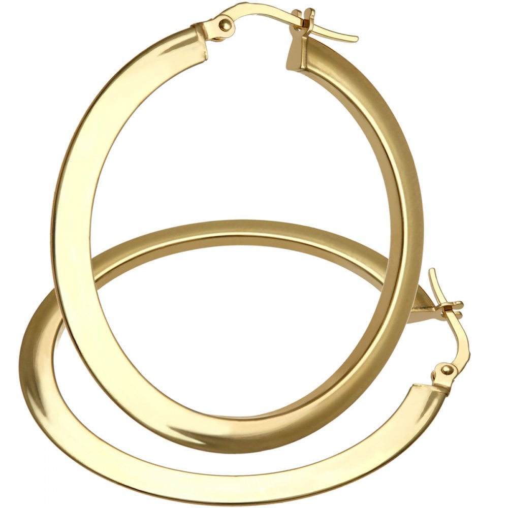 9ct Yellow Gold 35mm Hoop Earrings