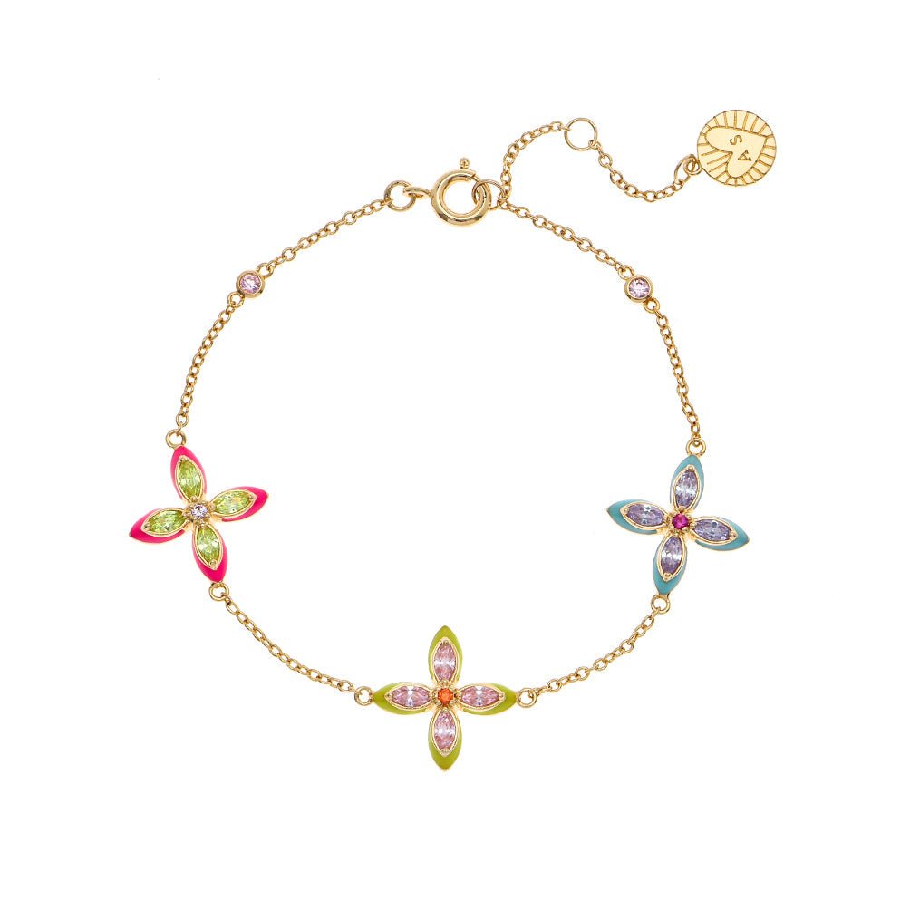 Clover Sherbert Enamel Bracelet Gold - Samuel Perry