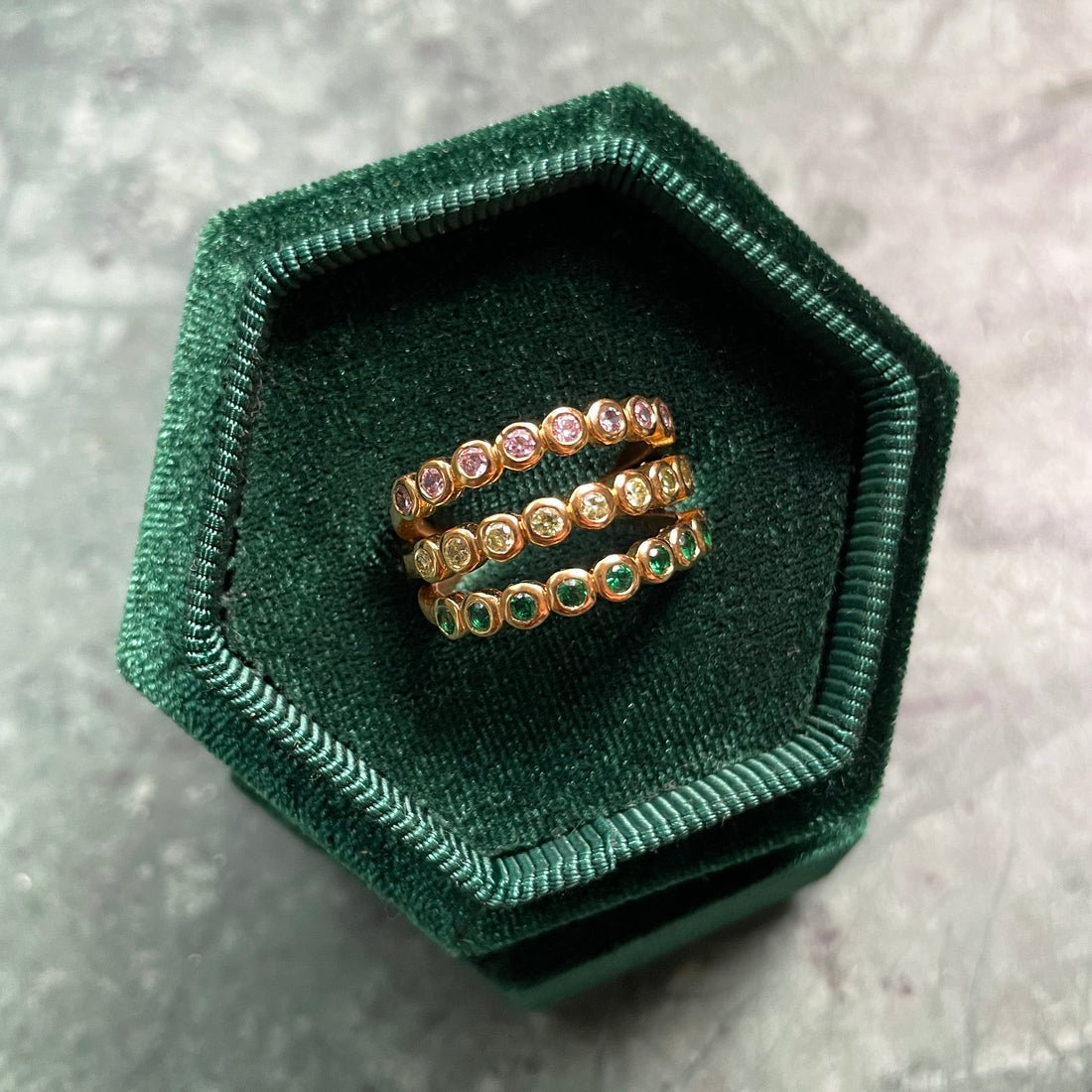 Dotty Illusion Ring Flamingo CZ and Gold - Samuel Perry