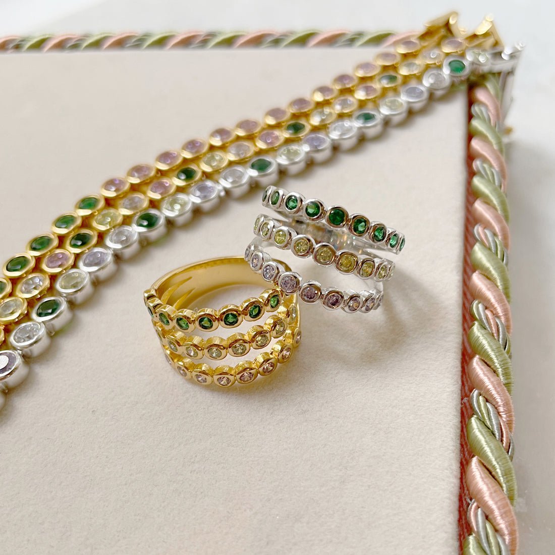 Dotty Illusion Ring Flamingo CZ and Gold - Samuel Perry