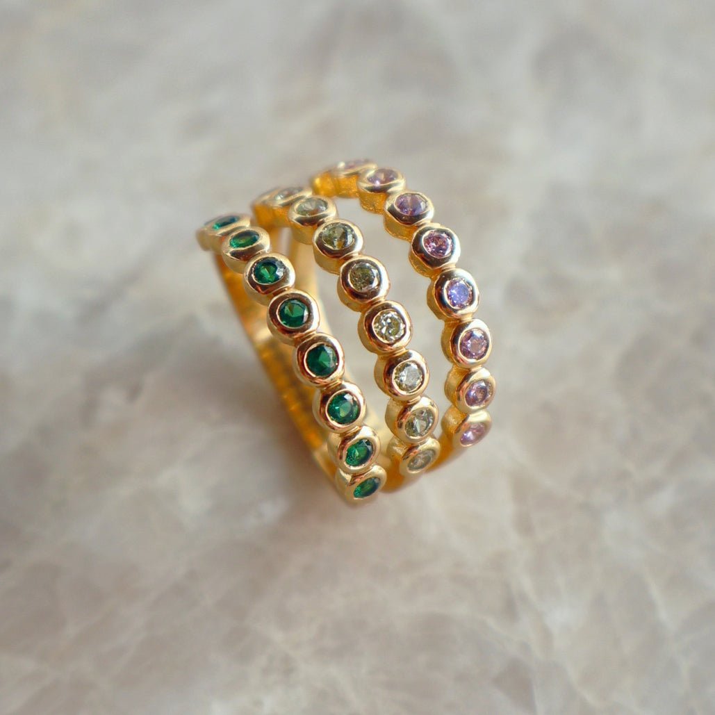 Dotty Illusion Ring Flamingo CZ and Gold - Samuel Perry