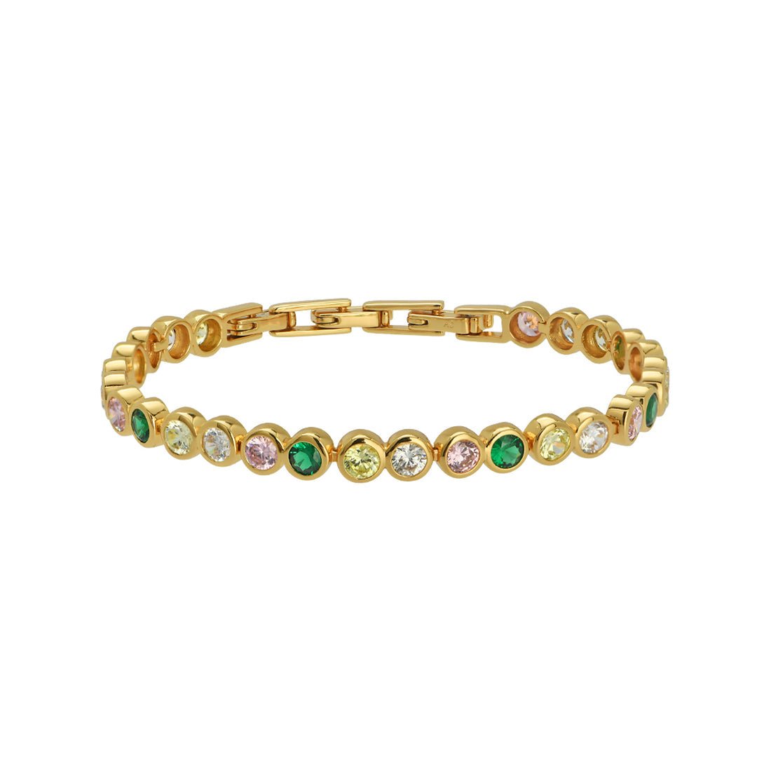 Dotty Tennis Bracelet Flamingo CZ and Gold - Samuel Perry