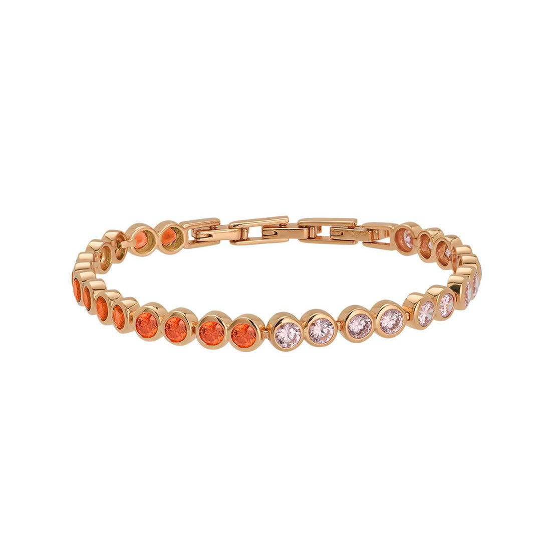 Dotty Tennis Bracelet Orange, Rose Pink CZ and Rose Gold - Samuel Perry