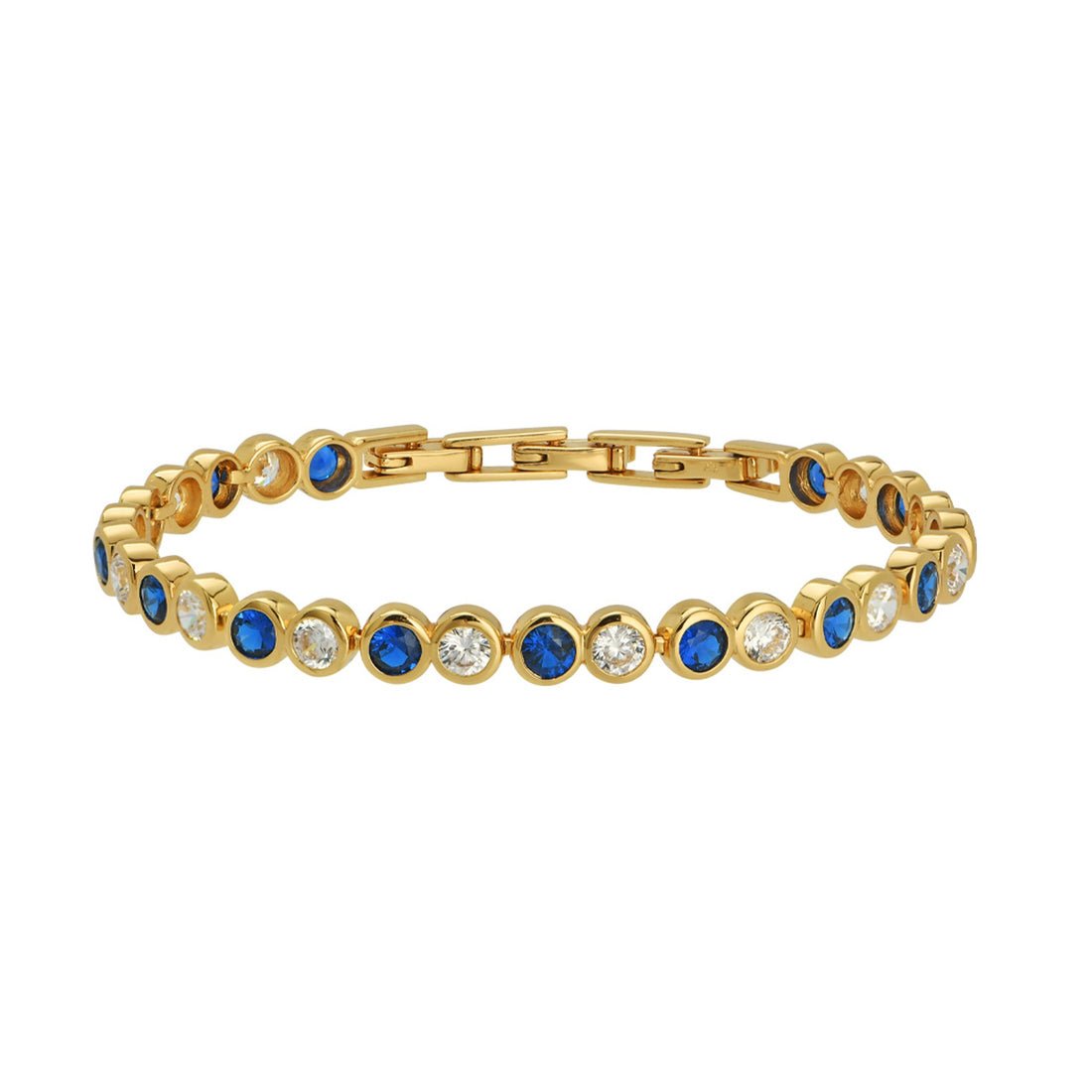 Dotty Tennis Bracelet Sapphire Blue, Clear and Gold - Samuel Perry