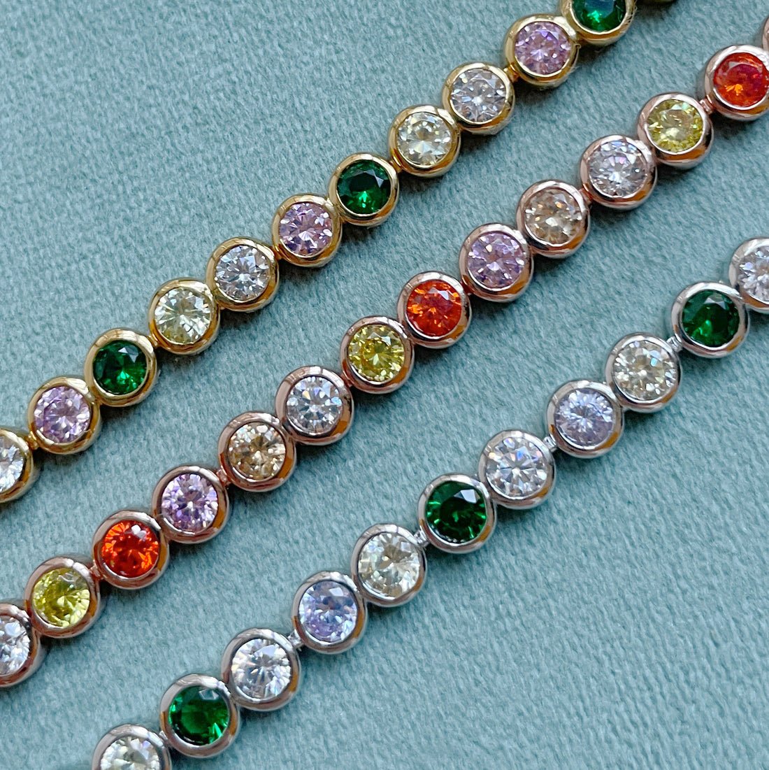 Dotty Tennis Bracelet Sunset CZ and Rose Gold - Samuel Perry
